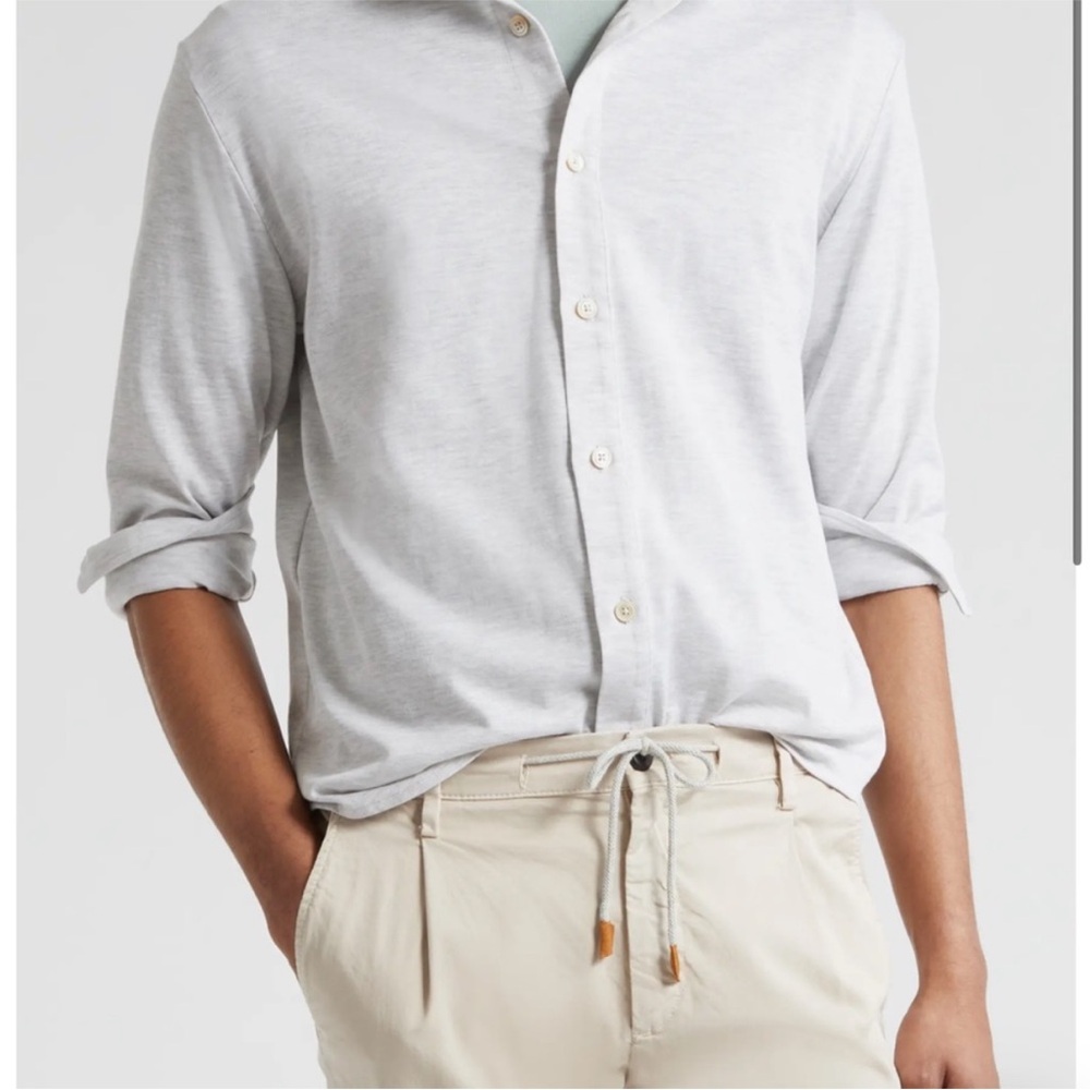 Eleventy Light Gray Casual Button Down Shirt